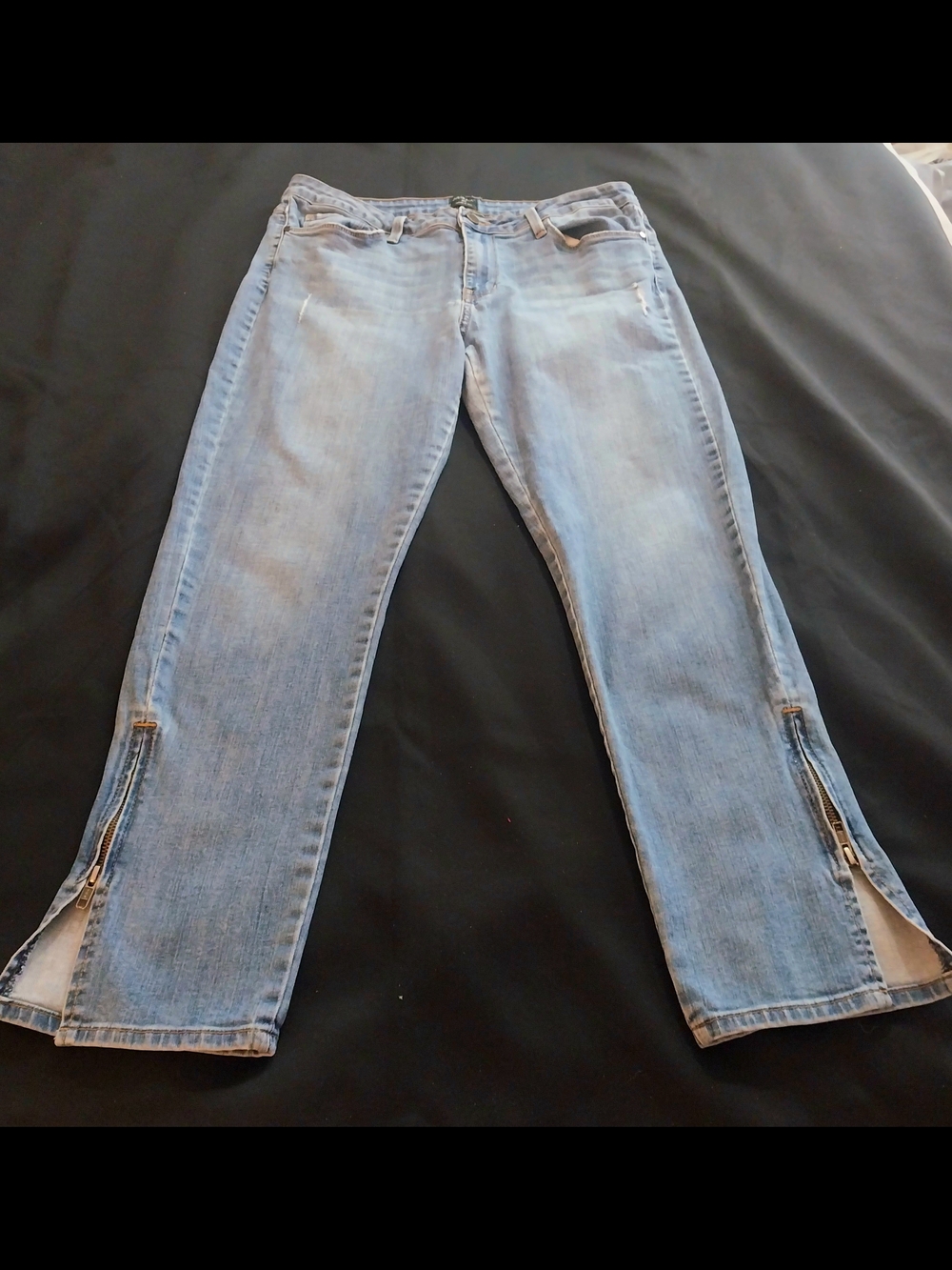 Womens Just Black Denim Ankle Zip Skinny Jeans Lt Wash Distressed Stitch Fix